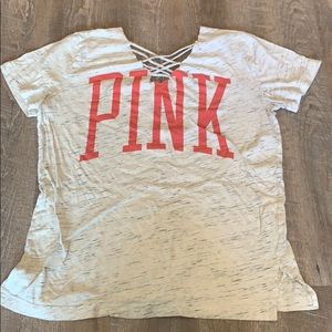 Pink crisscross t-shirt